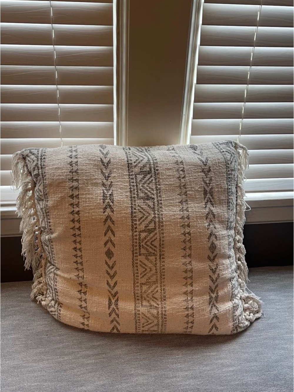 Cream & Charcoal Textured Throw Pillow